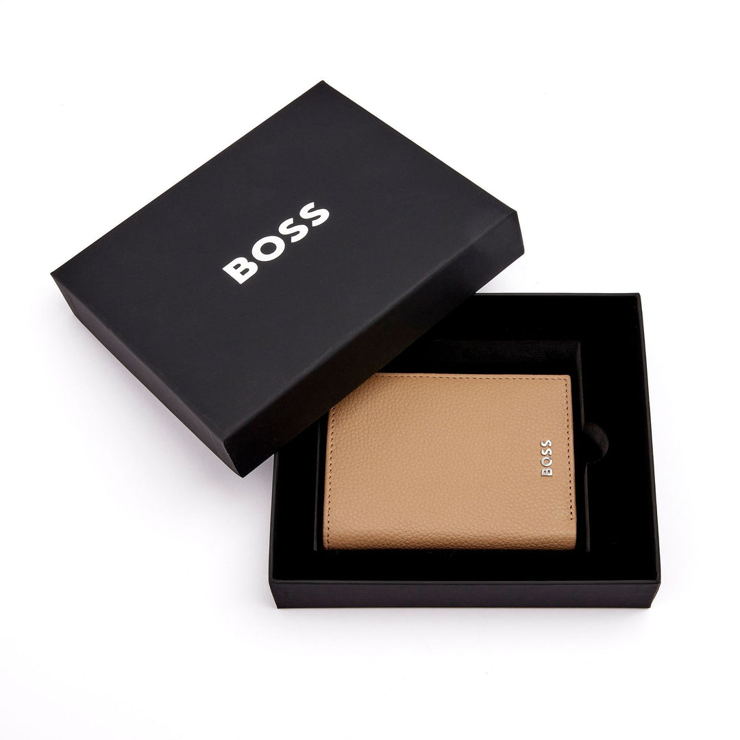 Hugo Boss Porte-cartes avec rabat et poche pour billets Classic Grained Camel HLG416X