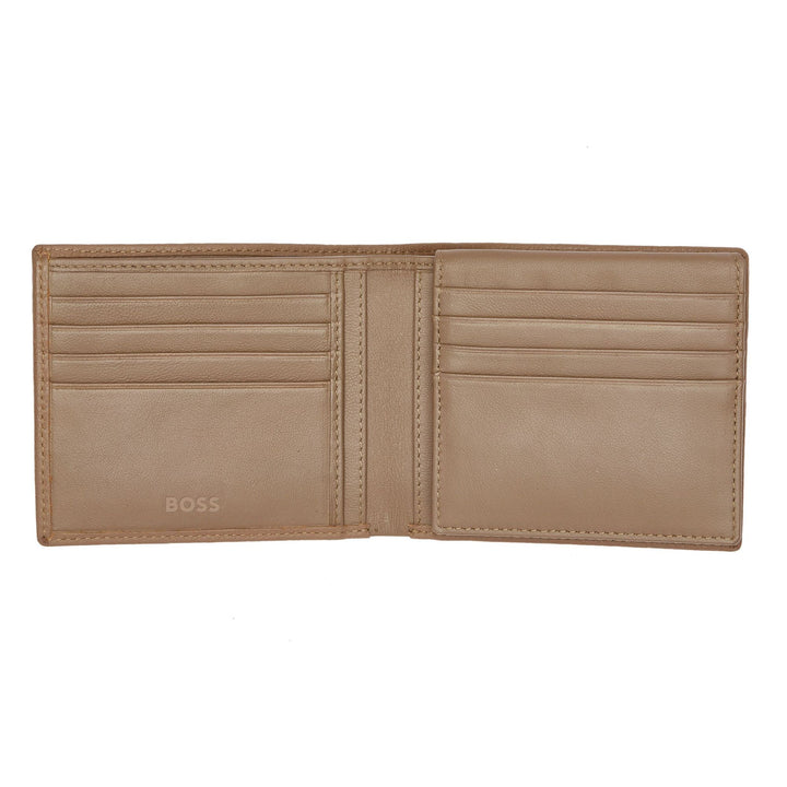Hugo Boss Portefeuille à rabat classique Camel granulé HLY416X