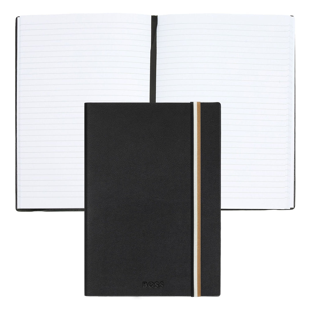 Hugo Boss Quaderno A5 Iconic Nero a Righe HNH321AL