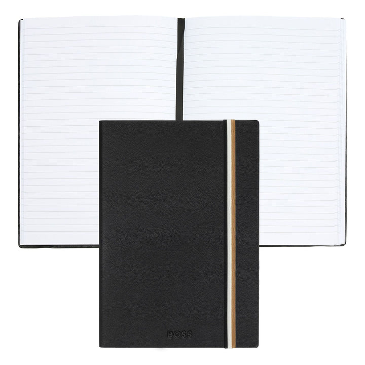 Hugo Boss Quaderno A5 Iconic Nero a Righe HNH321AL