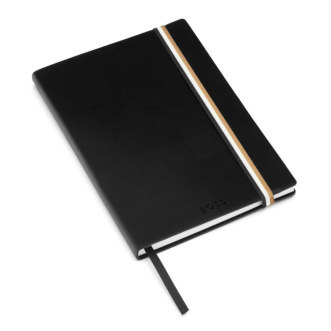 Hugo Boss Quaderno A5 Iconic Nero a Righe HNH321AL