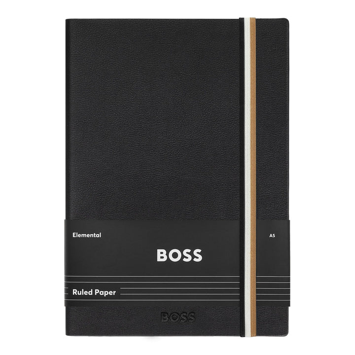 Hugo Boss Quaderno A5 Iconic Nero a Righe HNH321AL