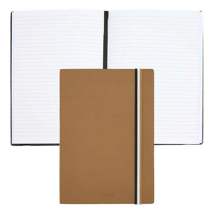Hugo Boss Quaderno A5 Iconic Camel a righe HNH321XL