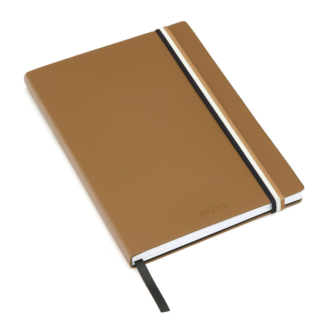 Hugo Boss Quaderno A5 Iconic Camel a righe HNH321XL