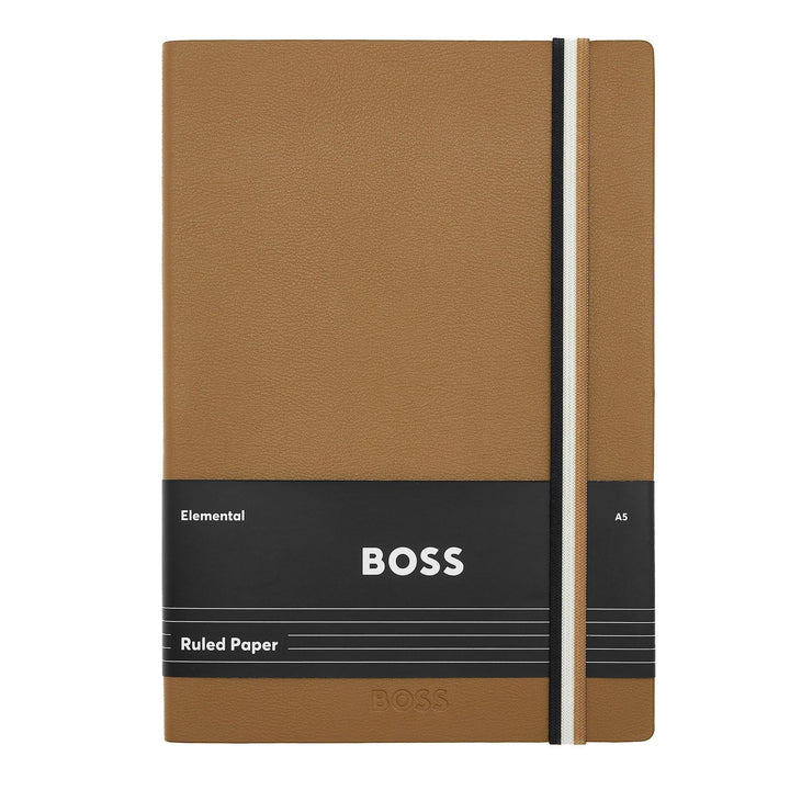 Hugo Boss Quaderno A5 Iconic Camel a righe HNH321XL