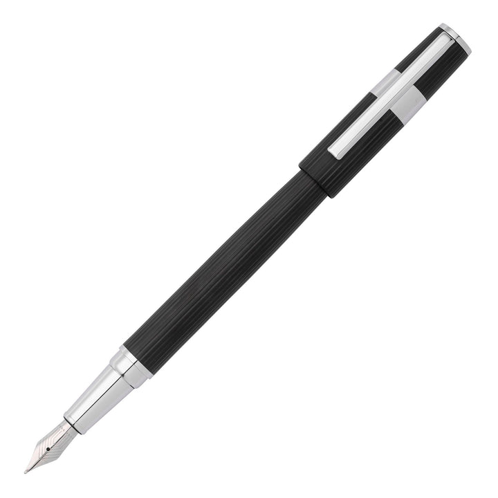 Hugo Boss Penna stilografica Gear Pinstripe Nero / Cromo HSV2852A