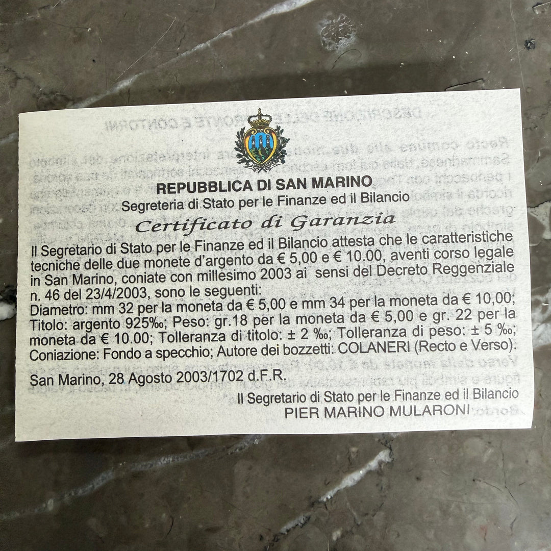 Monete in argento 5€ 10€ Repubblica di San Marino Olimpiade 2004