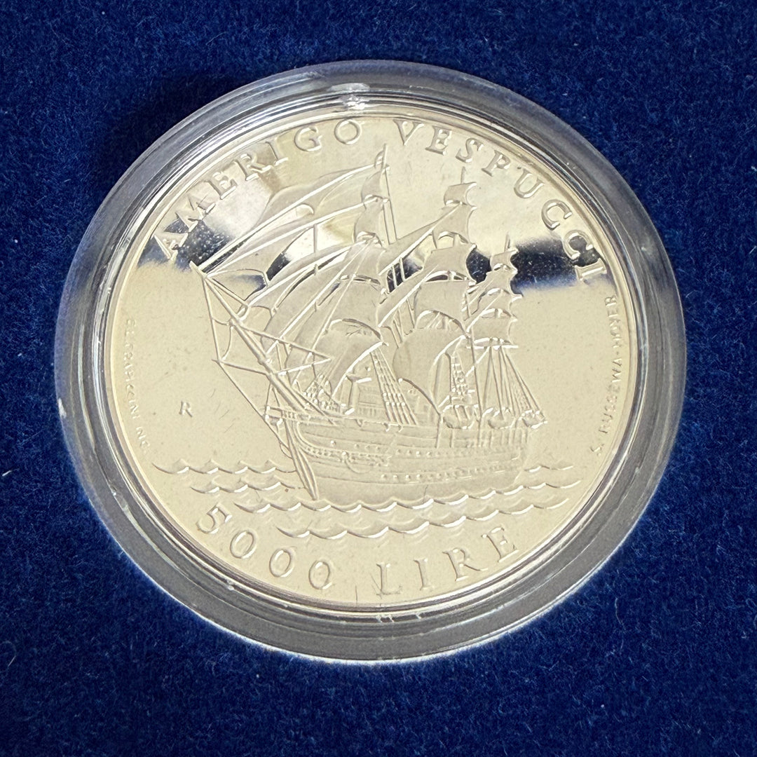 Silver coins 5000 10000 Lire Republic of San Marino Amerigo Vespucci 1995