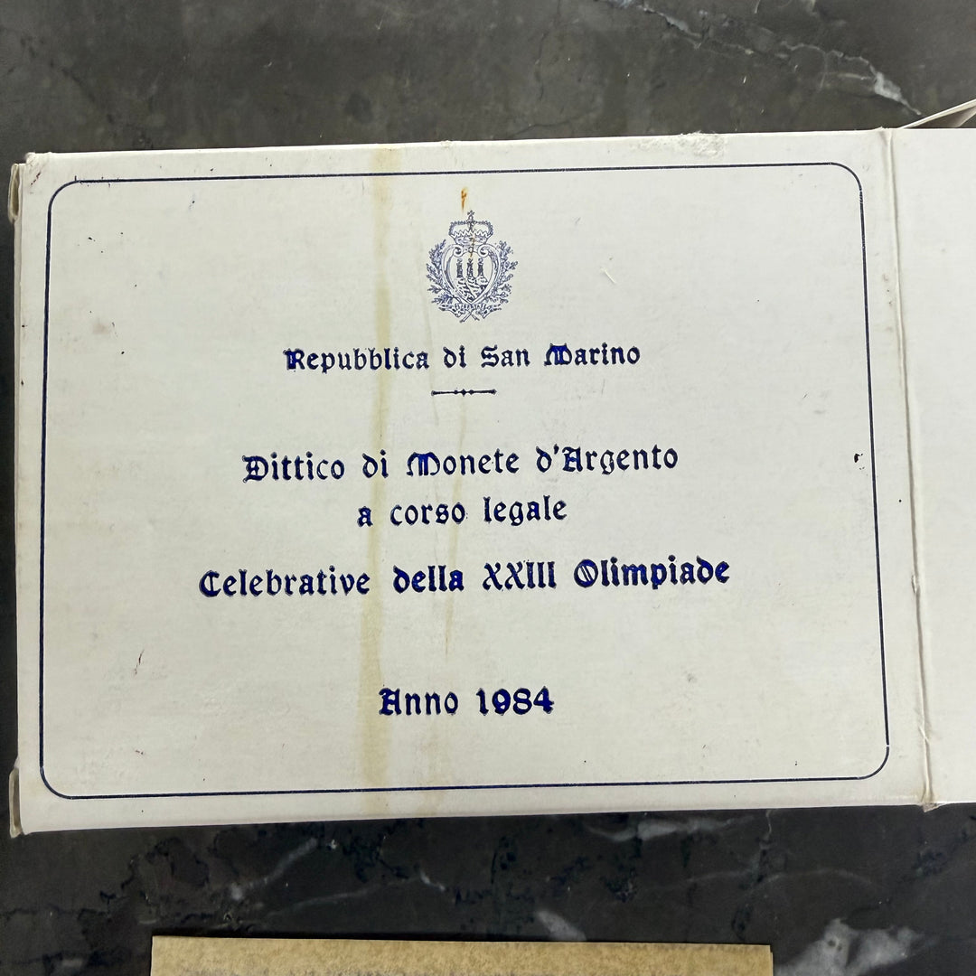 Monedas de plata 500 1000 Lire República de San Marino XXIII Juegos Olímpicos 1984