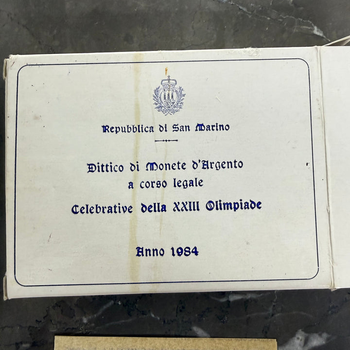 Monedas de plata 500 1000 Lire República de San Marino XXIII Juegos Olímpicos 1984