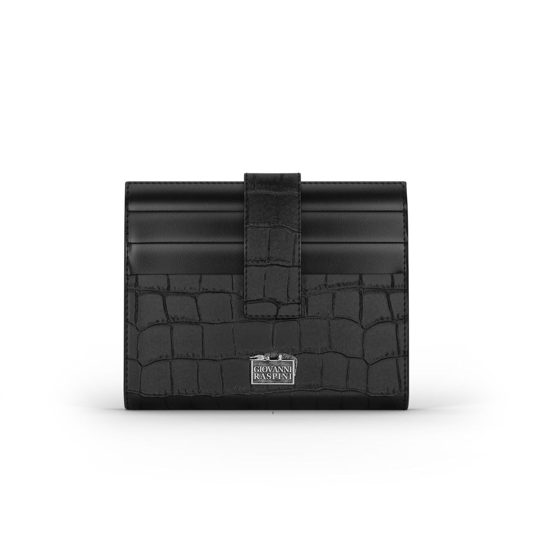Giovanni Raspini portafoglio portacarte pelle croco nera argento 925 L0025