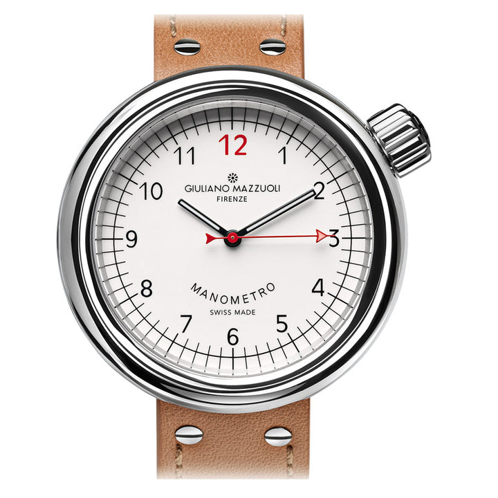 Reloj Giuliano Mazzuoli Manómetro 45mm blanco automático acero MRP05N