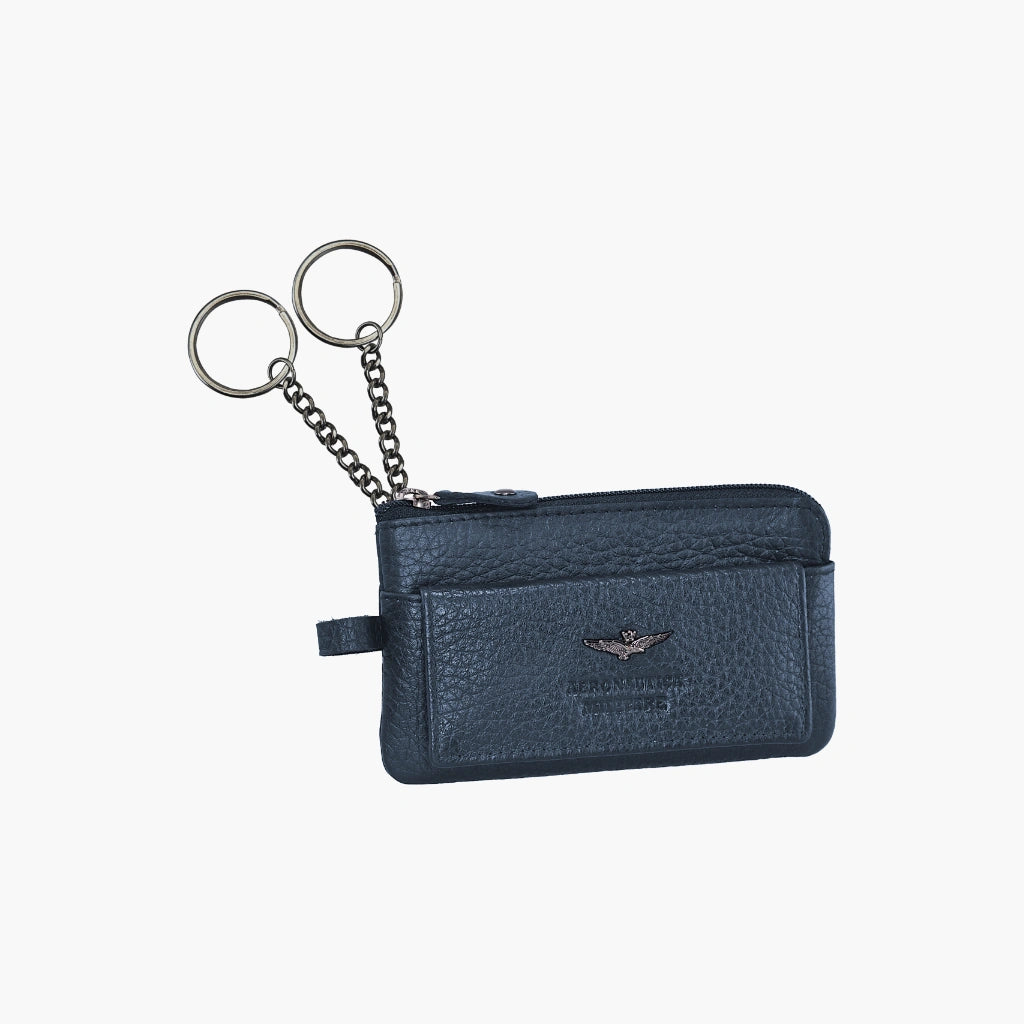 AM189-BL Soft Leather Zip Keychain