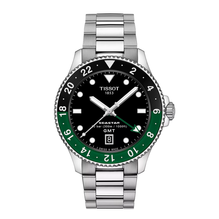 티쏘 시계 Seastar 1000 GMT 40mm 블랙 석 영 스틸 T120.852.11.051.00