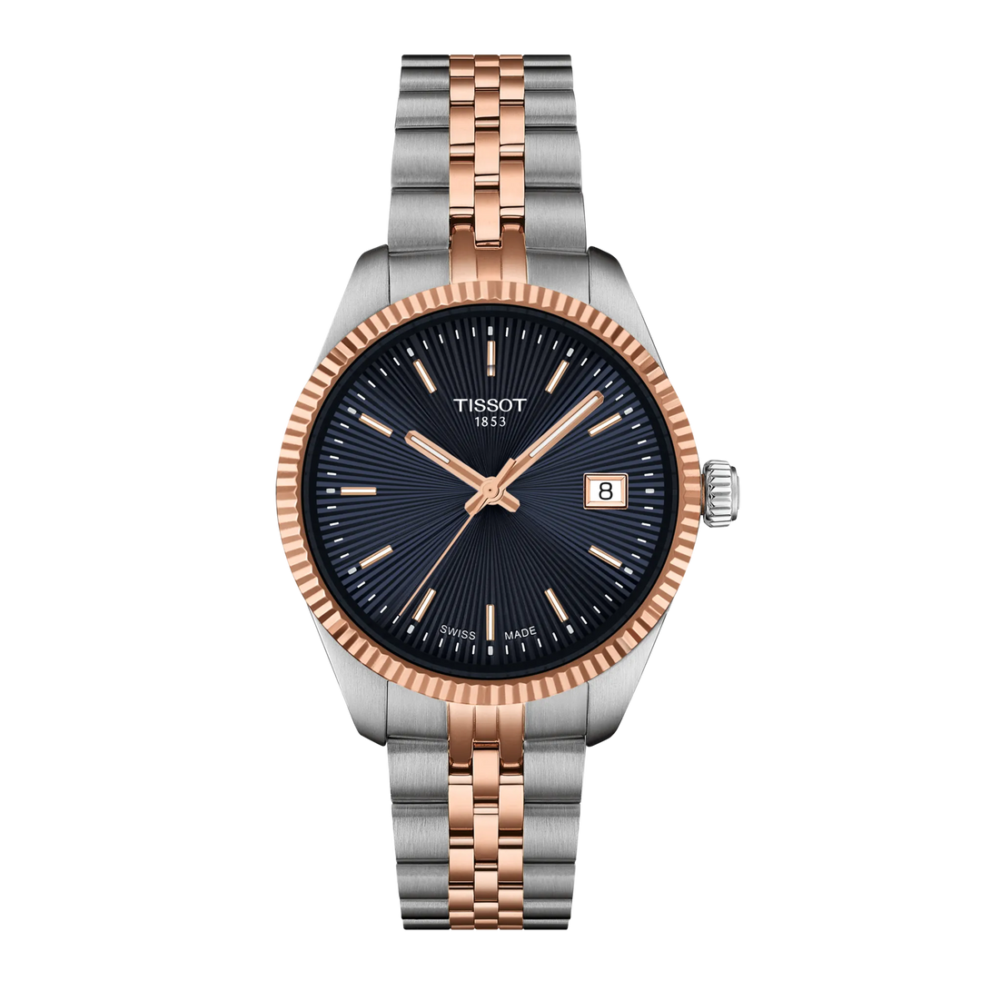 Ballade Tissot Watch 34mm Gorm Grianchloch Gorm Críochnaíonn PVD Pink Gold T156.210.22.041.00