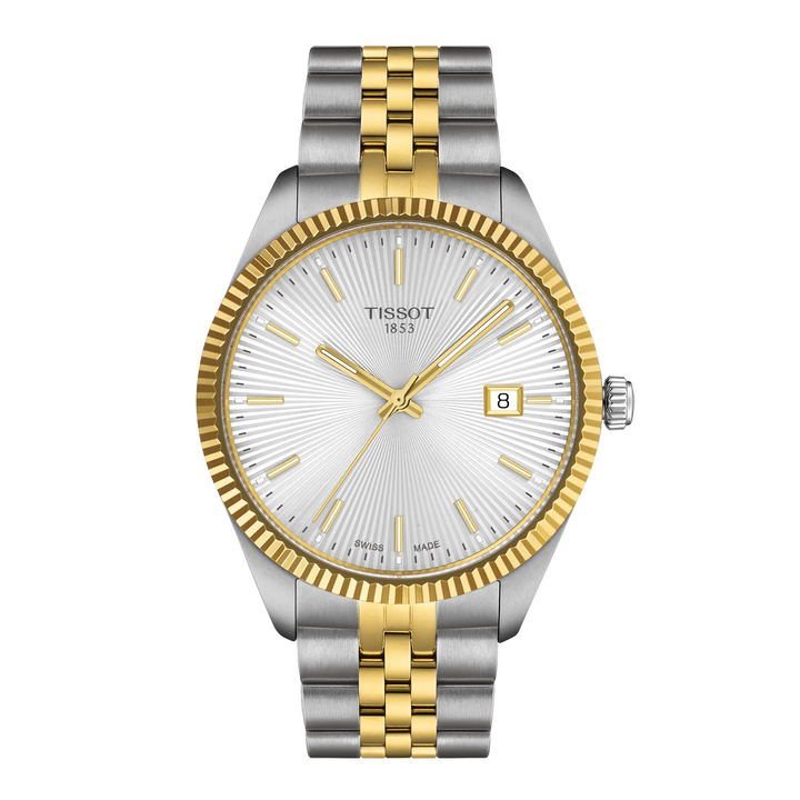 Ballade Tissot Faire 40mm Cruach Grianchloch Airgid Críochnaíonn PVD Óir Buí T156.410.22.031.00