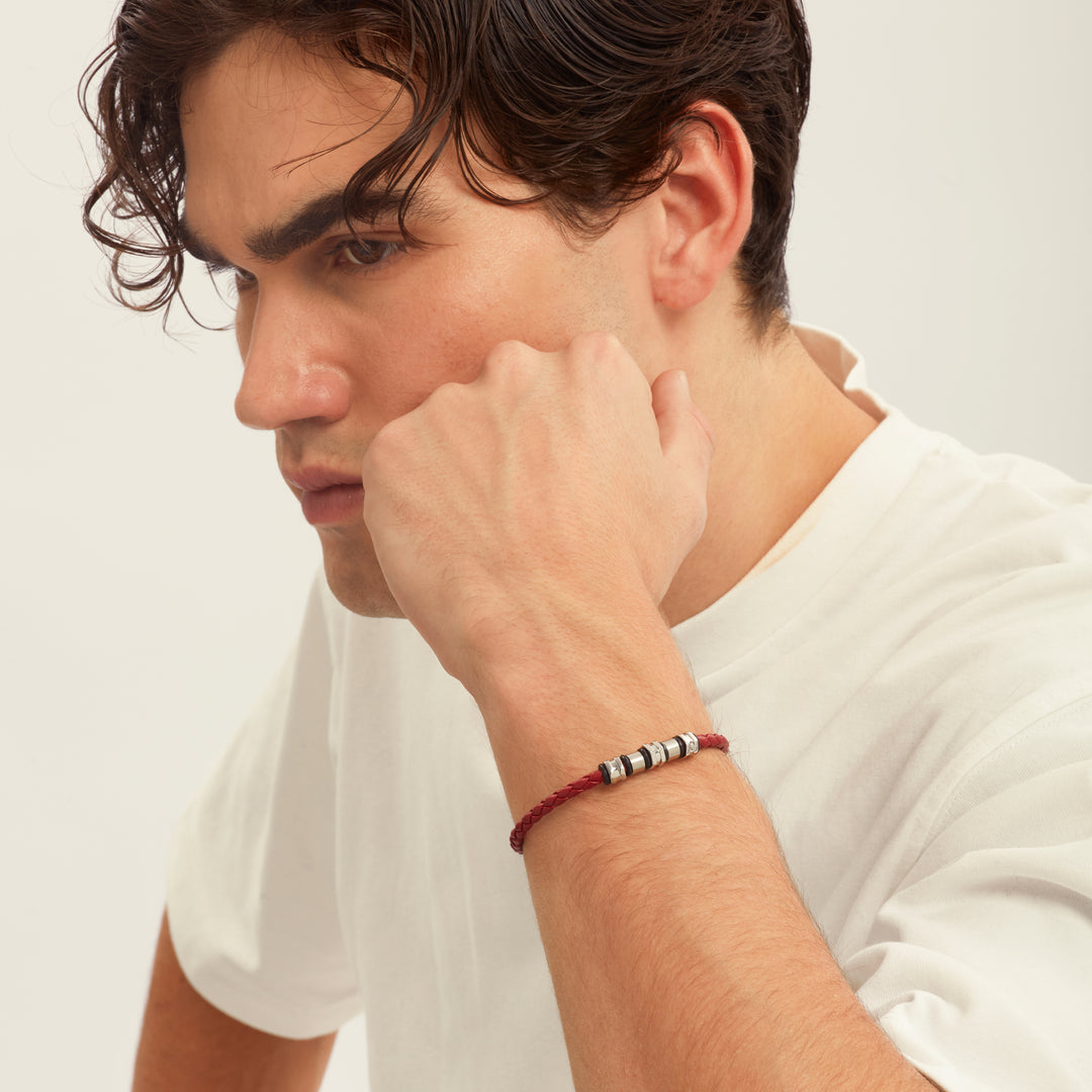 Breil Wanderlust pulsera de cuero y acero TJ3795