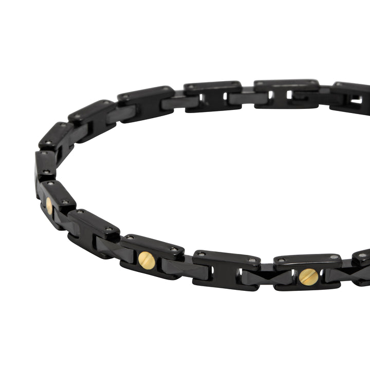 Brazalete Breil Ceramic Brick, acero, acabado PVD negro, cerámica TJ3964