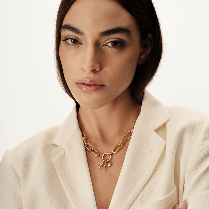 Collar Breil Love Ties de acero con acabado IP dorado TJ4074