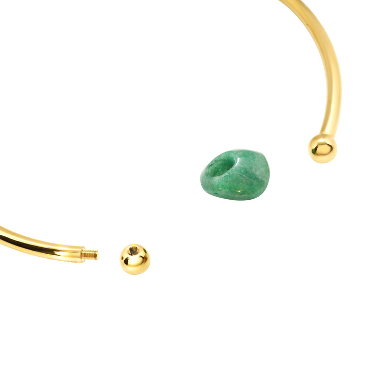Breil Petra gargantilla rígida acero acabado PVD oro 14K aventurina verde TJ4242