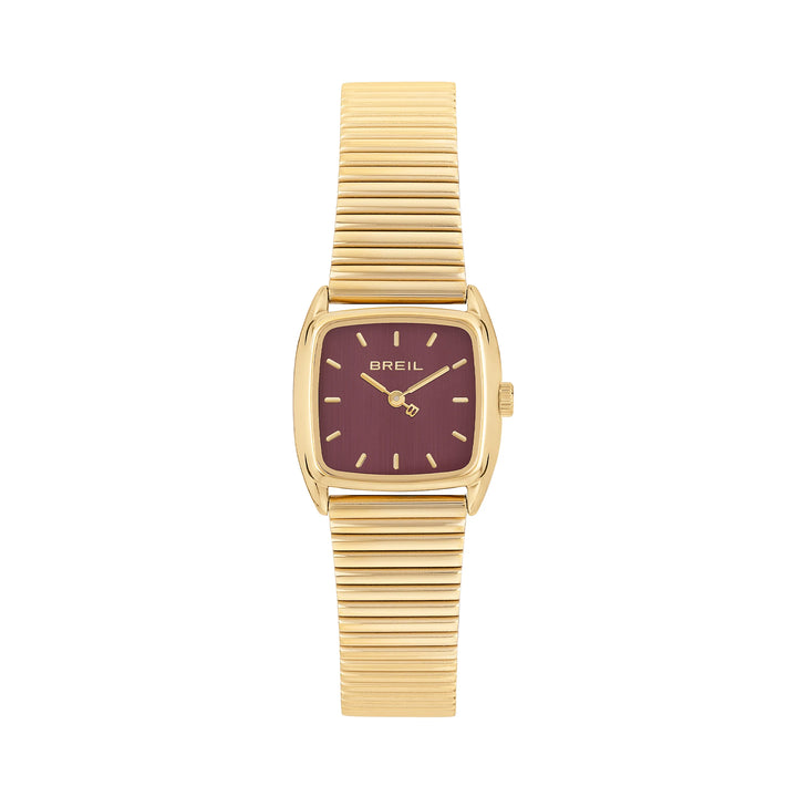Reloj Breil Stylize 24mm acero cuarzo color burdeos acabado PVD en oro amarillo TW2120