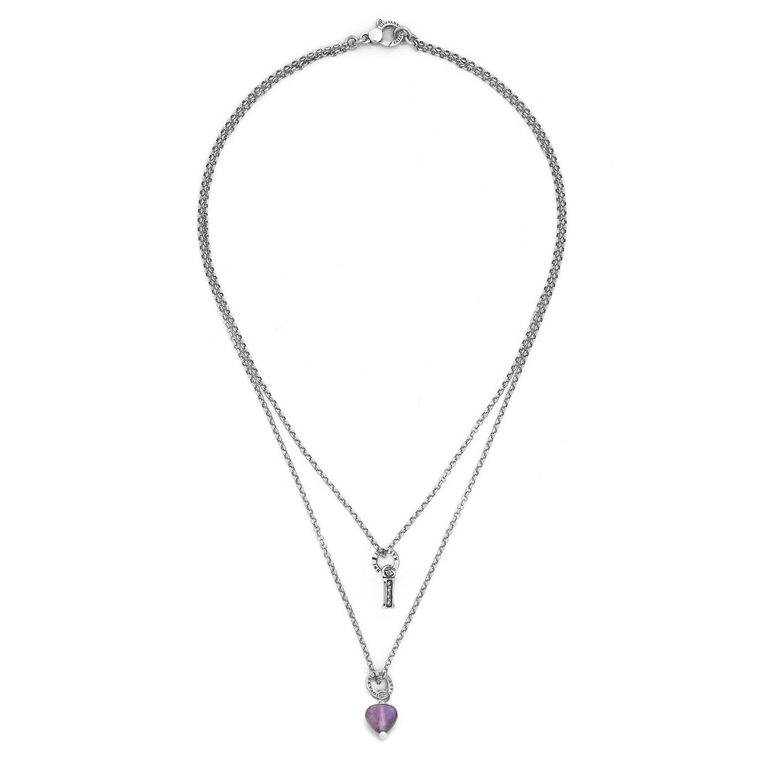 Collier Giovanni Raspini cadeau précieux lettre I Collier en argent 925, améthyste et zircons X01486