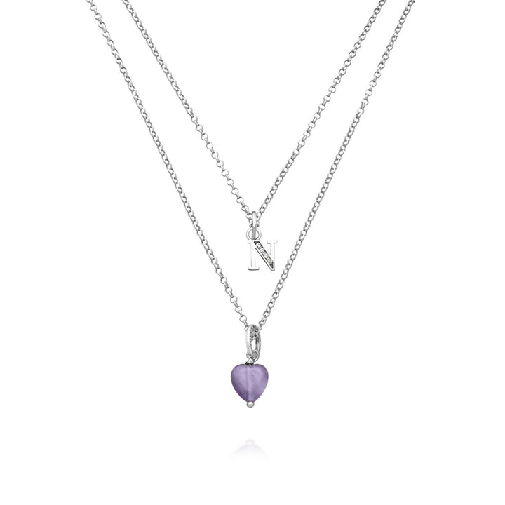 Giovanni Raspini necklace precious gift letter n Necklace in 925 silver, amethyst and zircons X01481