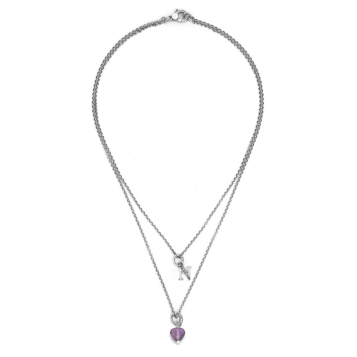 Giovanni Raspini necklace precious gift letter n Necklace in 925 silver, amethyst and zircons X01481