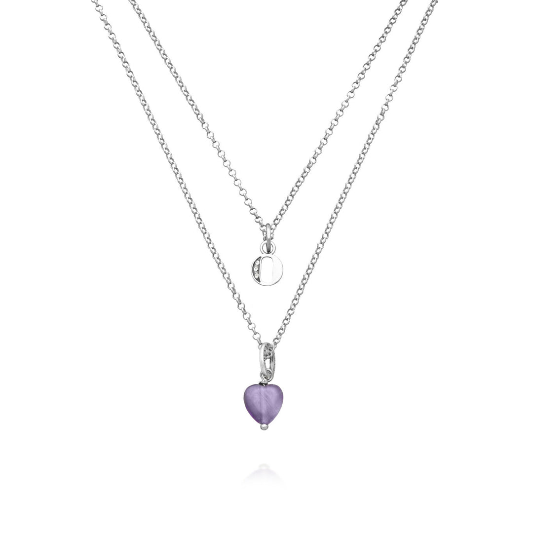 Collier Giovanni Raspini cadeau précieux lettre o Collier en argent 925, améthyste et zircons X01480