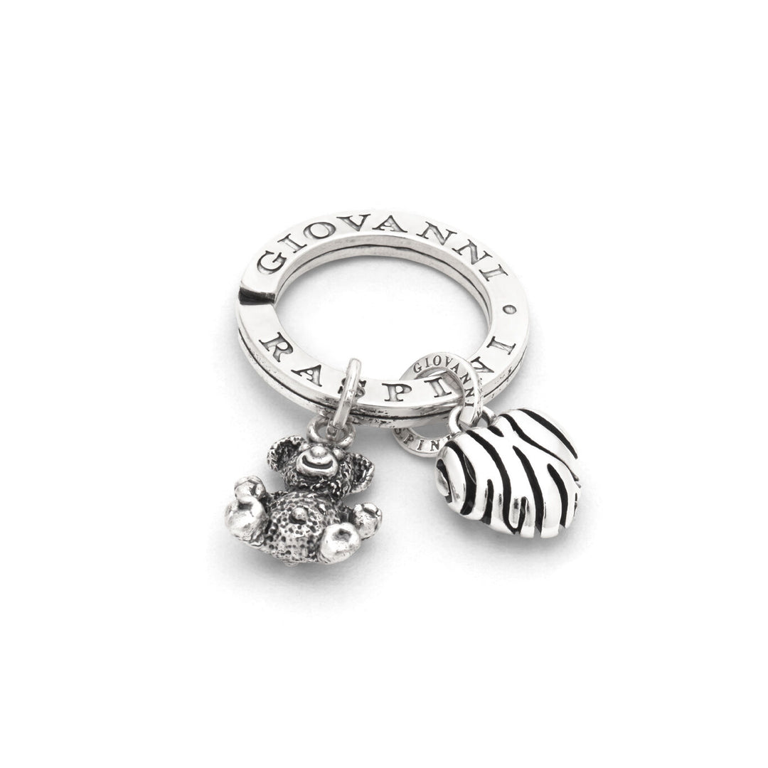 Giovanni Raspini Porte-clés ours en peluche et coeur en argent X01756