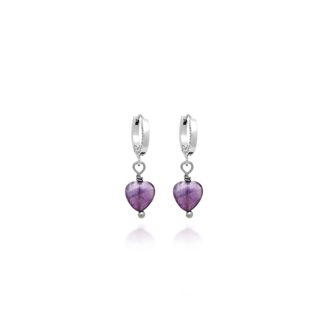 Giovanni Raspini Amethyst Heart Huggie Earrings 1905