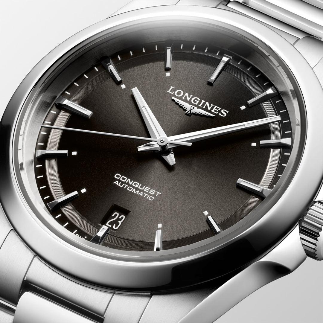 Montre Longines Conquest 38 mm en acier automatique noir L3.720.4.52.6