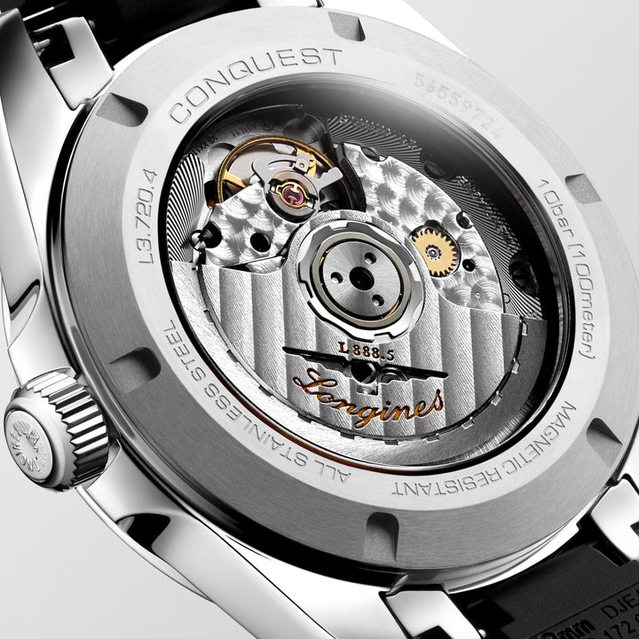 Montre Longines Conquest 38 mm en acier automatique noir L3.720.4.52.9