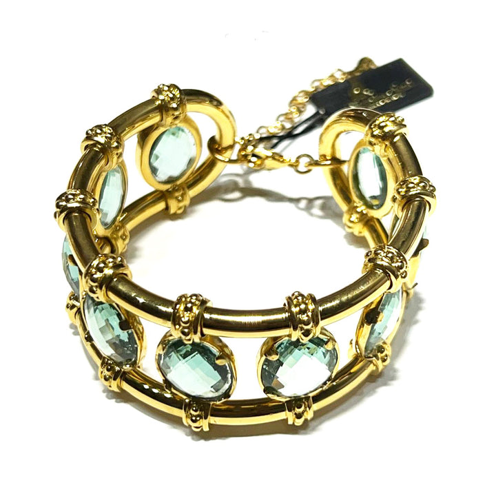 Federica Rossi Ibiza bracelet bronze PVD finish 18kt yellow gold quartz aquamarine color FR.BR.18