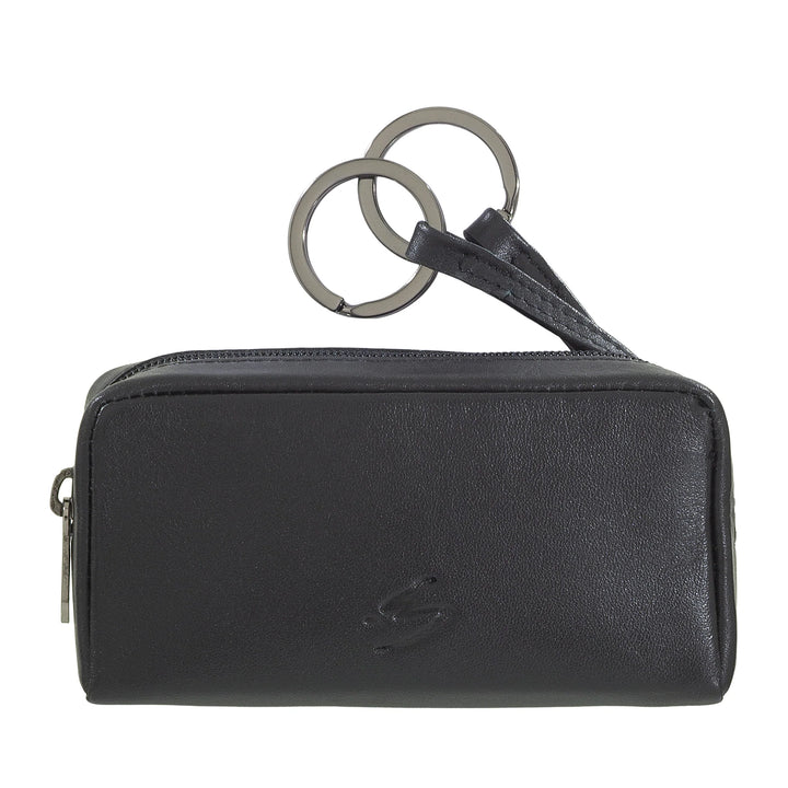 Nuvola Pelle Llavero para Hombre y Mujer de Piel Auténtica - Monedero con Cremallera y 2 Llaveros