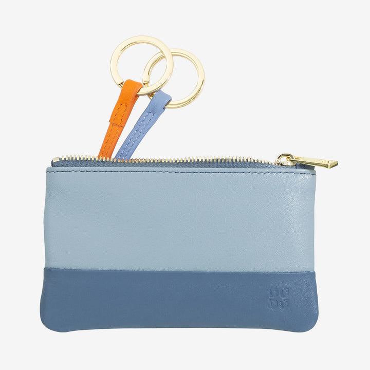 DUDU Astuccio portachiavi colorato in pelle uomo donna formato bustina con zip
