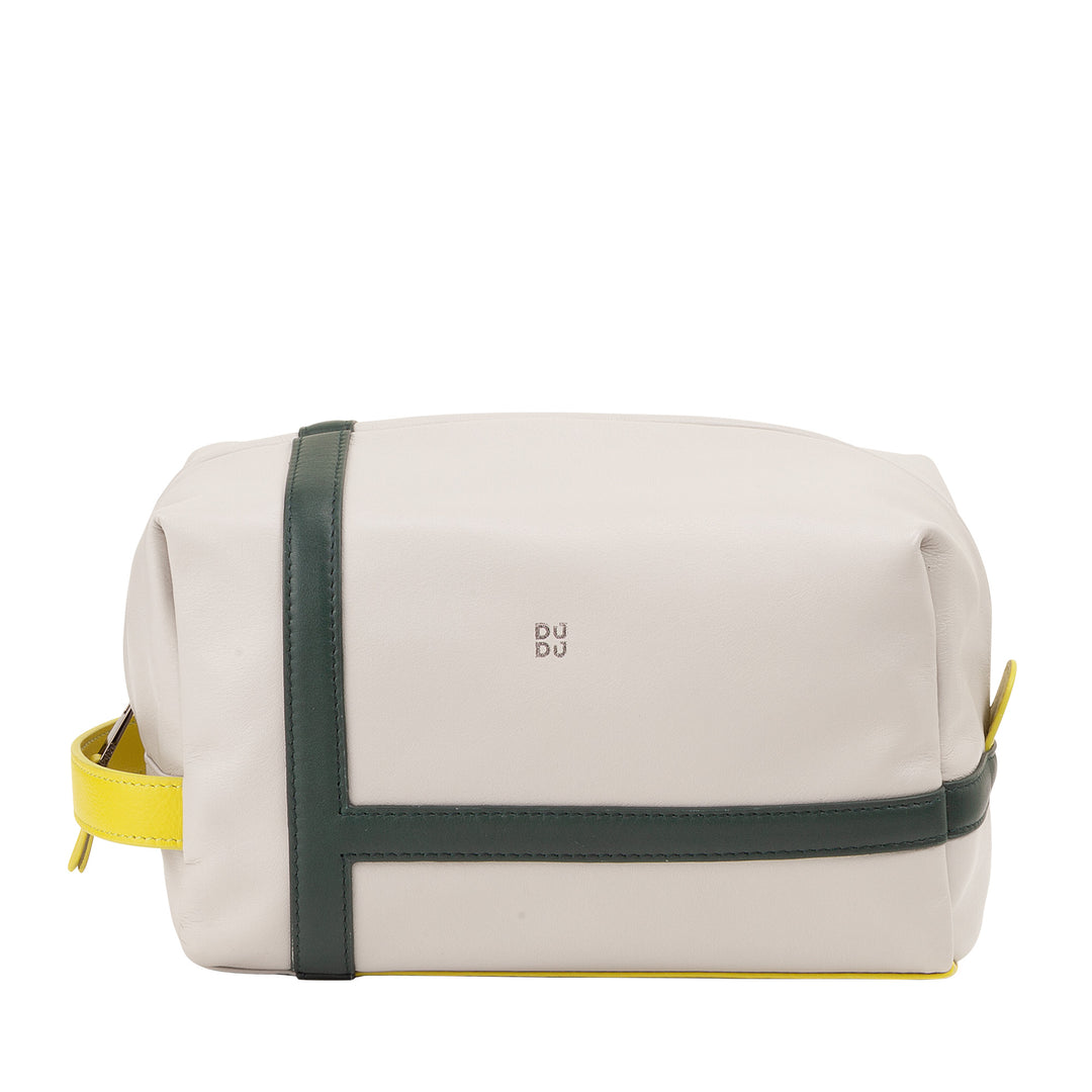 DUDU Beauty Case pour hommes et femmes en cuir avec fermeture éclair - Design inspiré du tennis avec poignée latérale pour les voyages, la salle de sport et un usage quotidien