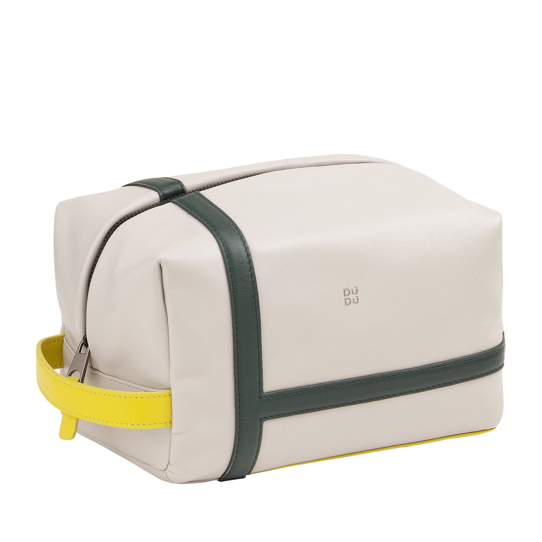 DUDU Beauty Case pour hommes et femmes en cuir avec fermeture éclair - Design inspiré du tennis avec poignée latérale pour les voyages, la salle de sport et un usage quotidien