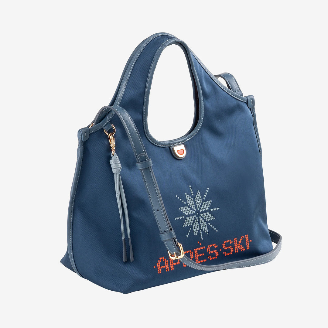 DUDU Bolso Bandolera Mujer en Nylon y Piel Après Ski - Shopper Ligero Tamaño Mediano con Bandolera Ajustable y Cierre Magnético, Diseño Sporty Chic