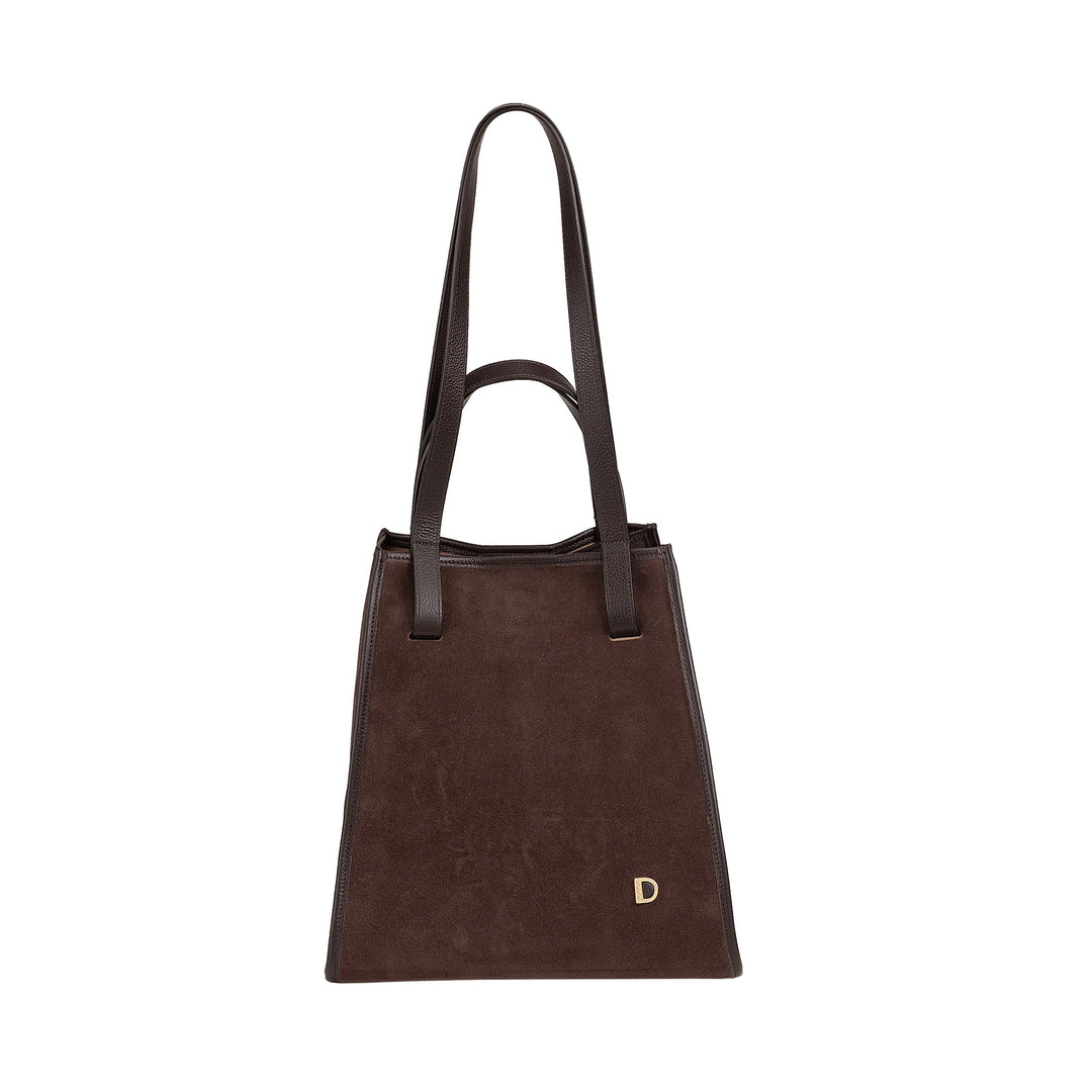 DUDU Sac à Bandoulière pour Femme en Cuir Véritable Fabriqué en Italie, Sac Cabas élégant, Double Poignée, Cuir Pleine Fleur ou Daim - Grand Sac à Main pour le Travail et les Loisirs
