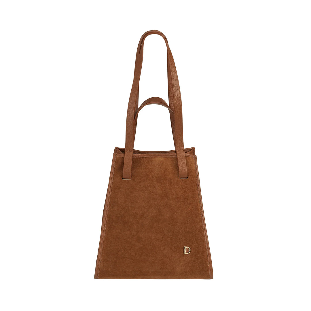 DUDU Sac à Bandoulière pour Femme en Cuir Véritable Fabriqué en Italie, Sac Cabas élégant, Double Poignée, Cuir Pleine Fleur ou Daim - Grand Sac à Main pour le Travail et les Loisirs