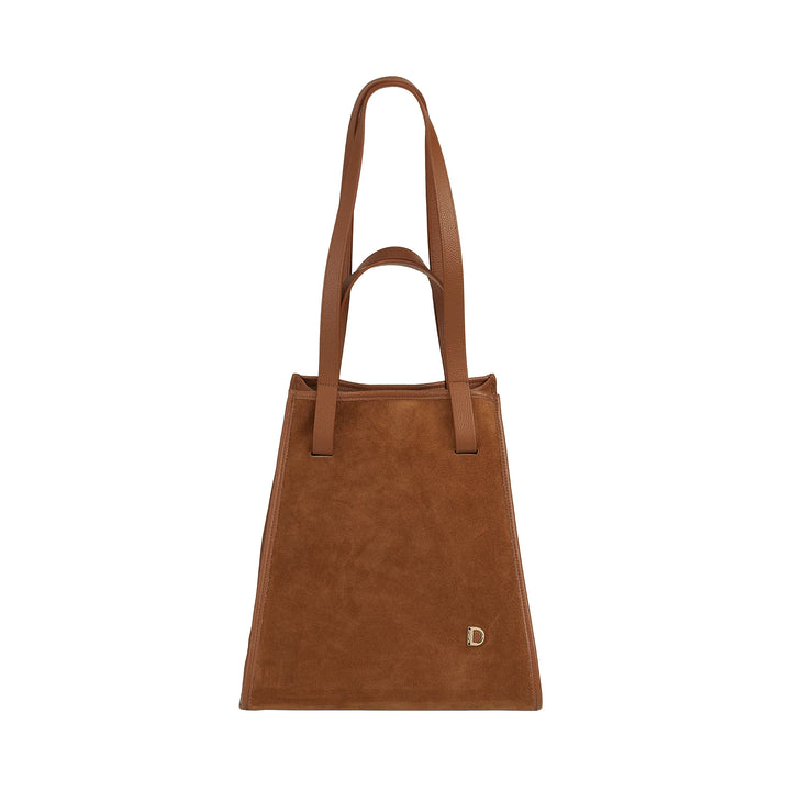 DUDU Sac à Bandoulière pour Femme en Cuir Véritable Fabriqué en Italie, Sac Cabas élégant, Double Poignée, Cuir Pleine Fleur ou Daim - Grand Sac à Main pour le Travail et les Loisirs