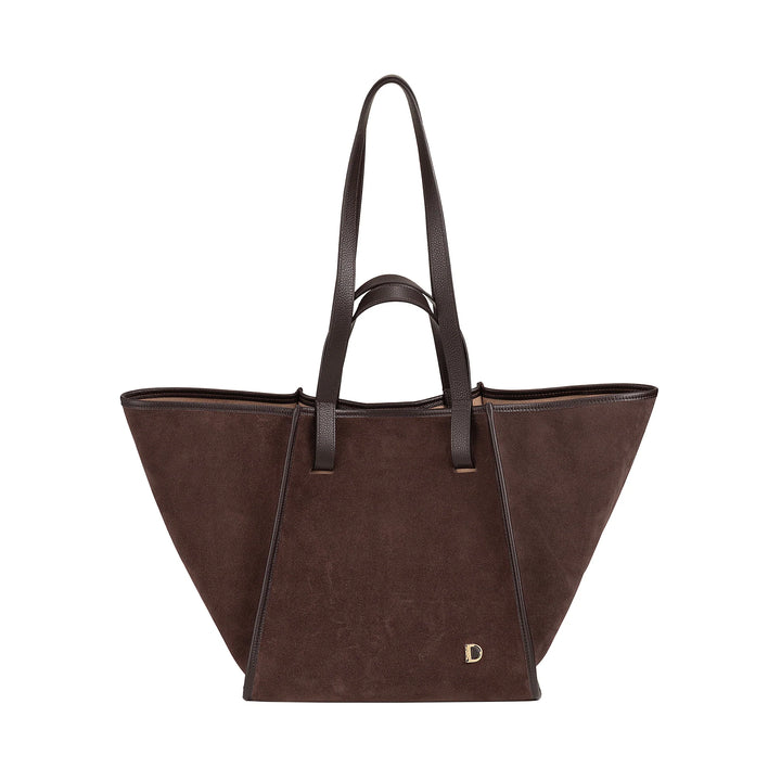 DUDU Sac à Bandoulière pour Femme en Cuir Véritable Fabriqué en Italie, Sac Cabas élégant, Double Poignée, Cuir Pleine Fleur ou Daim - Grand Sac à Main pour le Travail et les Loisirs