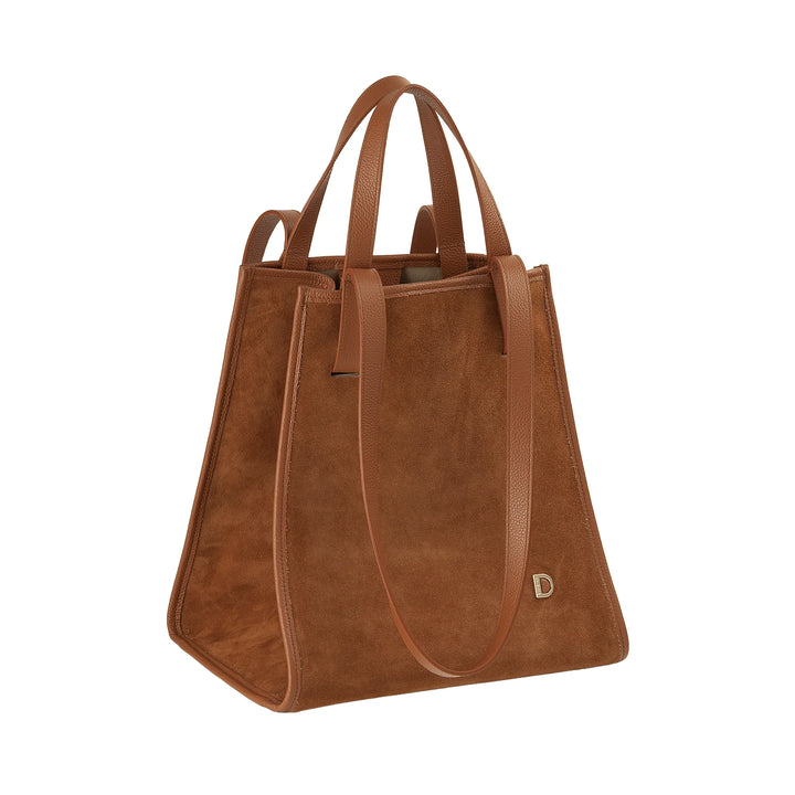 DUDU Sac à Bandoulière pour Femme en Cuir Véritable Fabriqué en Italie, Sac Cabas élégant, Double Poignée, Cuir Pleine Fleur ou Daim - Grand Sac à Main pour le Travail et les Loisirs