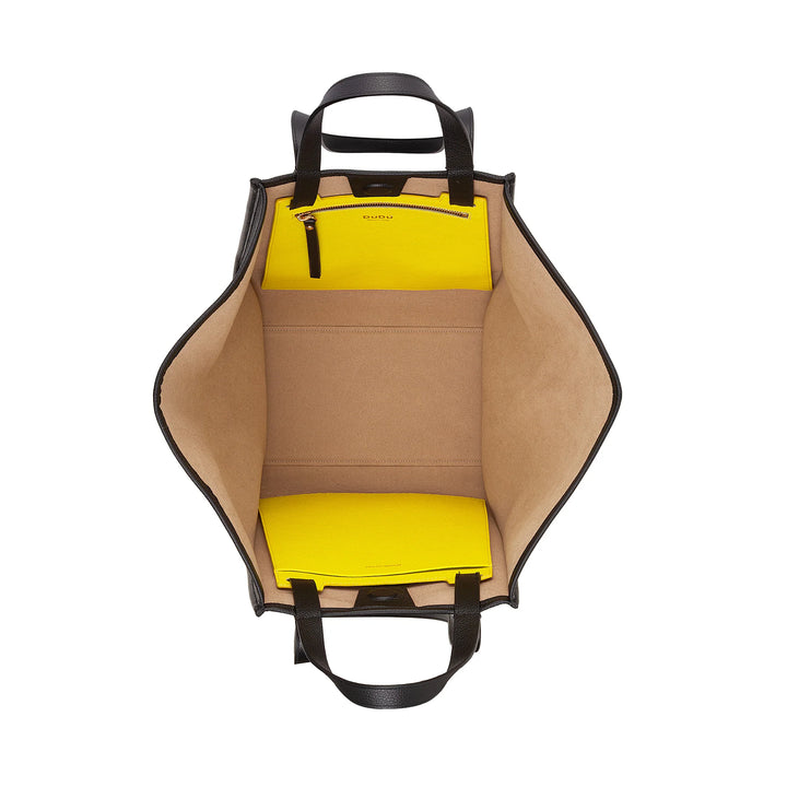 DUDU Sac à Bandoulière pour Femme en Cuir Véritable Fabriqué en Italie, Sac Cabas élégant, Double Poignée, Cuir Pleine Fleur ou Daim - Grand Sac à Main pour le Travail et les Loisirs