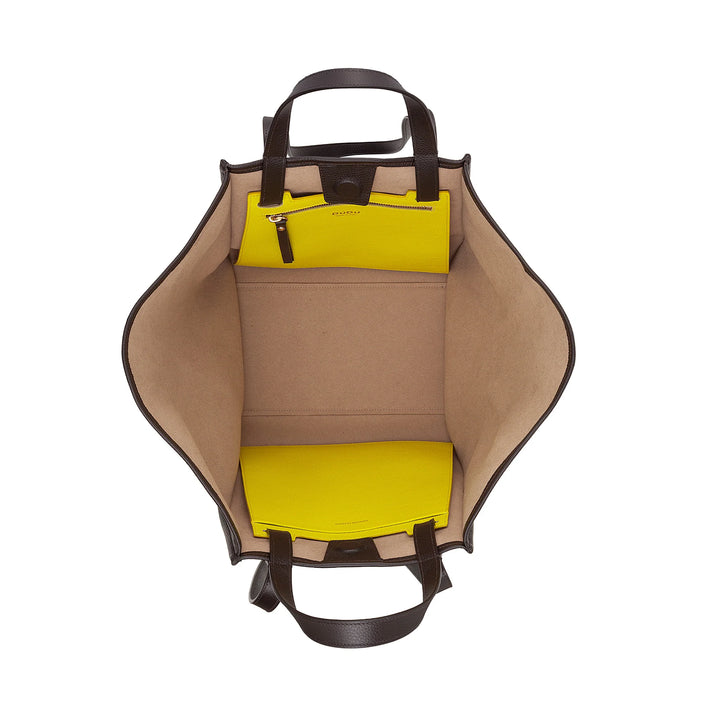 DUDU Sac à Bandoulière pour Femme en Cuir Véritable Fabriqué en Italie, Sac Cabas élégant, Double Poignée, Cuir Pleine Fleur ou Daim - Grand Sac à Main pour le Travail et les Loisirs