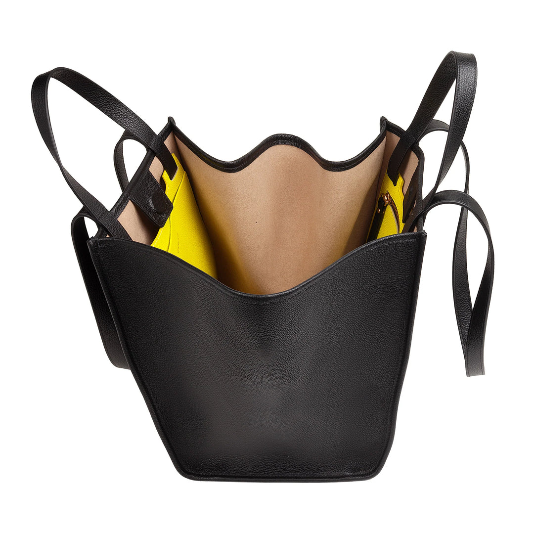 DUDU Sac à Bandoulière pour Femme en Cuir Véritable Fabriqué en Italie, Sac Cabas élégant, Double Poignée, Cuir Pleine Fleur ou Daim - Grand Sac à Main pour le Travail et les Loisirs