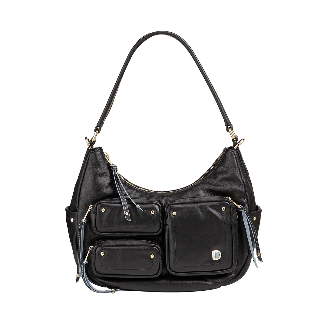 DUDU Sac à bandoulière en cuir pour femme avec bandoulière amovible, spacieux et élégant – Sac hobo avec plusieurs poches, sac banane avec fermeture éclair