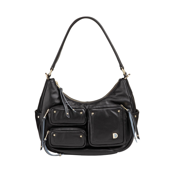 DUDU Sac à bandoulière en cuir pour femme avec bandoulière amovible, spacieux et élégant – Sac hobo avec plusieurs poches, sac banane avec fermeture éclair