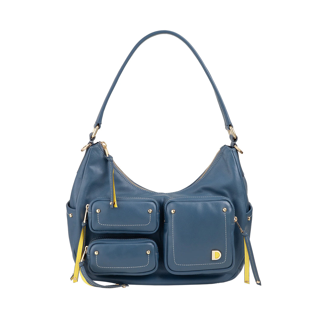 DUDU Sac à bandoulière en cuir pour femme avec bandoulière amovible, spacieux et élégant – Sac hobo avec plusieurs poches, sac banane avec fermeture éclair